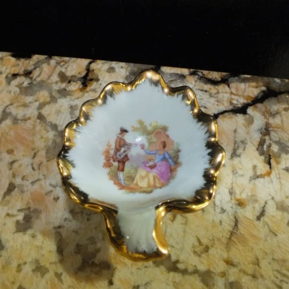 Vintage LIMOGES France Mini Leaf Trinket Dish